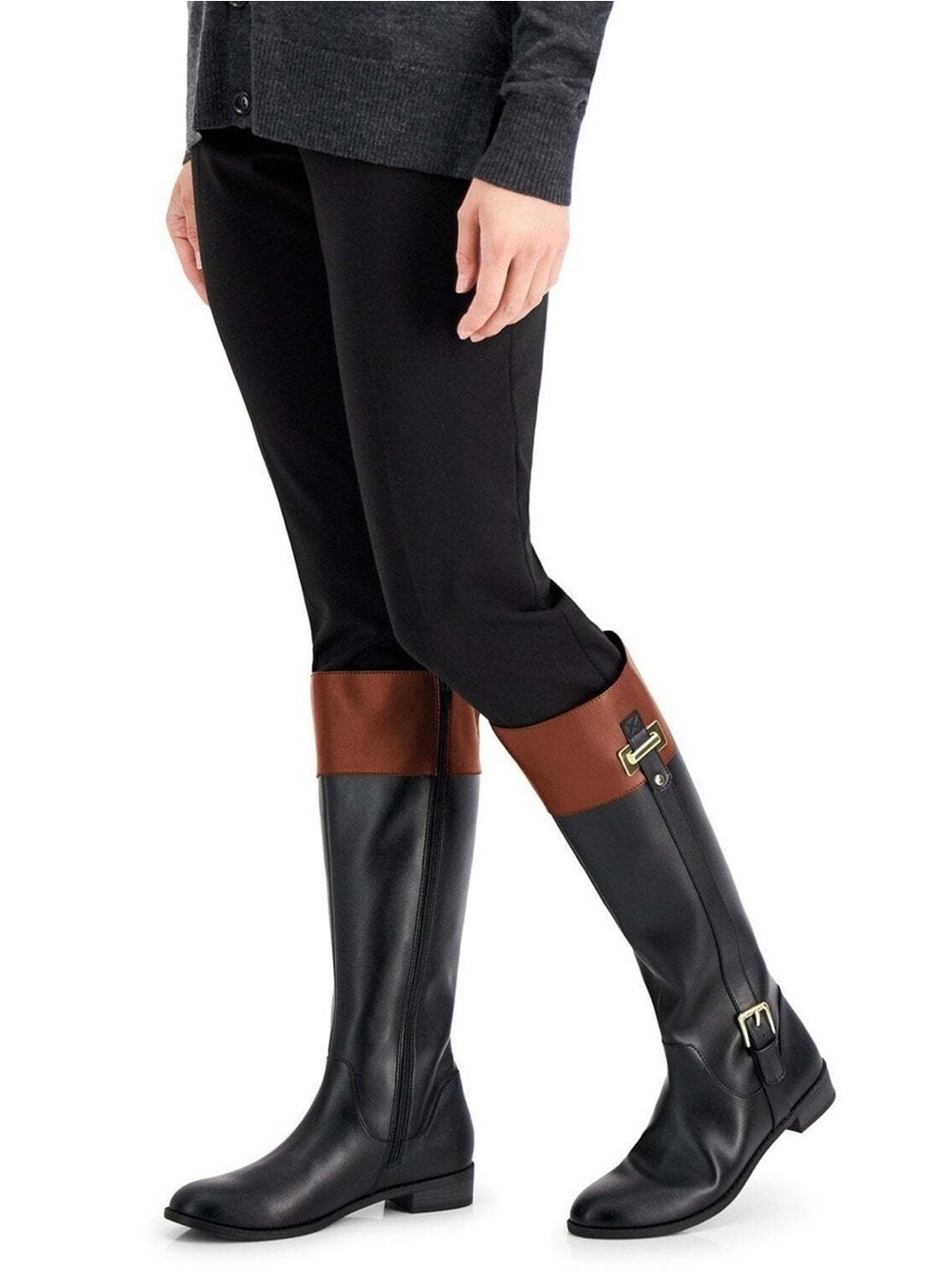 Karen Scott Womens Deliee 2 Zipper Round Toe Riding Boots